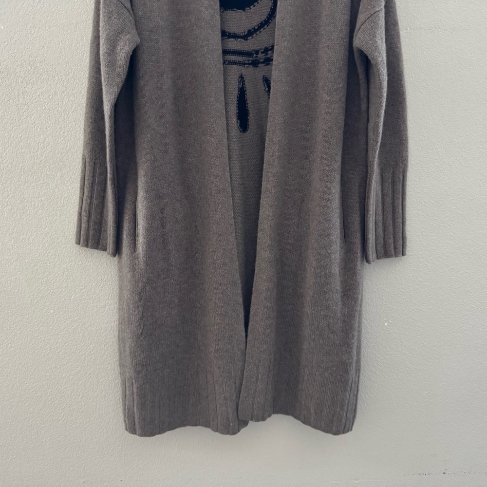 Skull Cashmere Jansen Eye Cardigan Duster Sweater Med Cashmere Boho Chic Brown - Picture 8 of 14